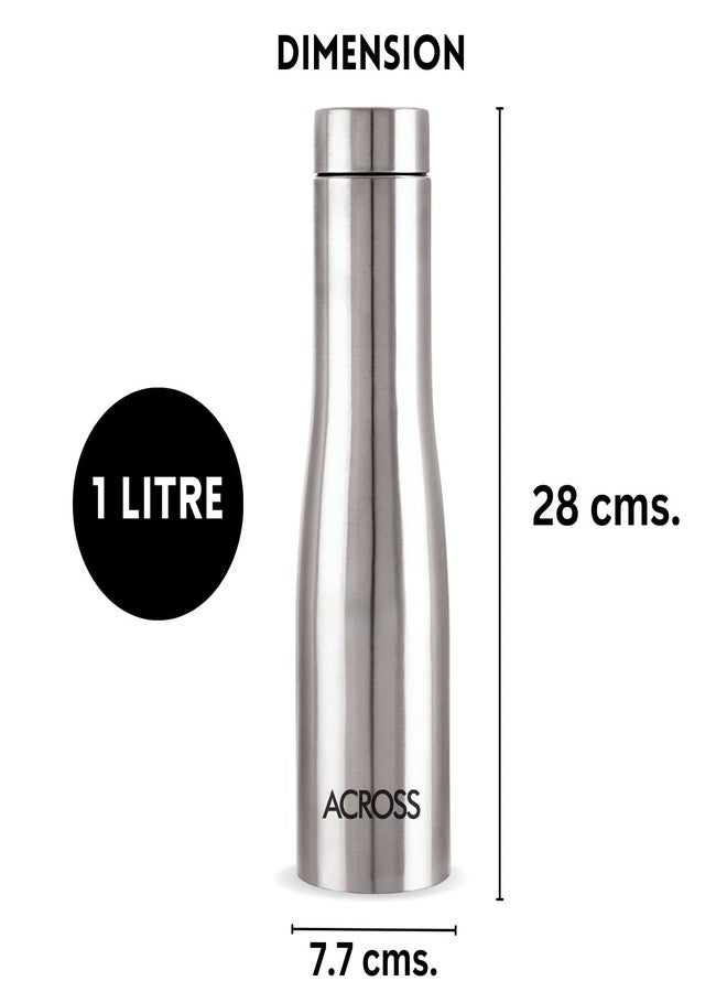 Across Yoga 1000 Single Wall Stainless Steel Water Bottle, 1000 ml, Set of 3, Silver - Image 3